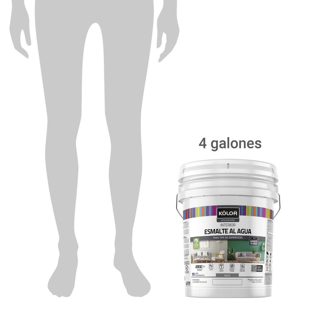 KOLOR - Esmalte al agua standard interior mate base tint 4 galones