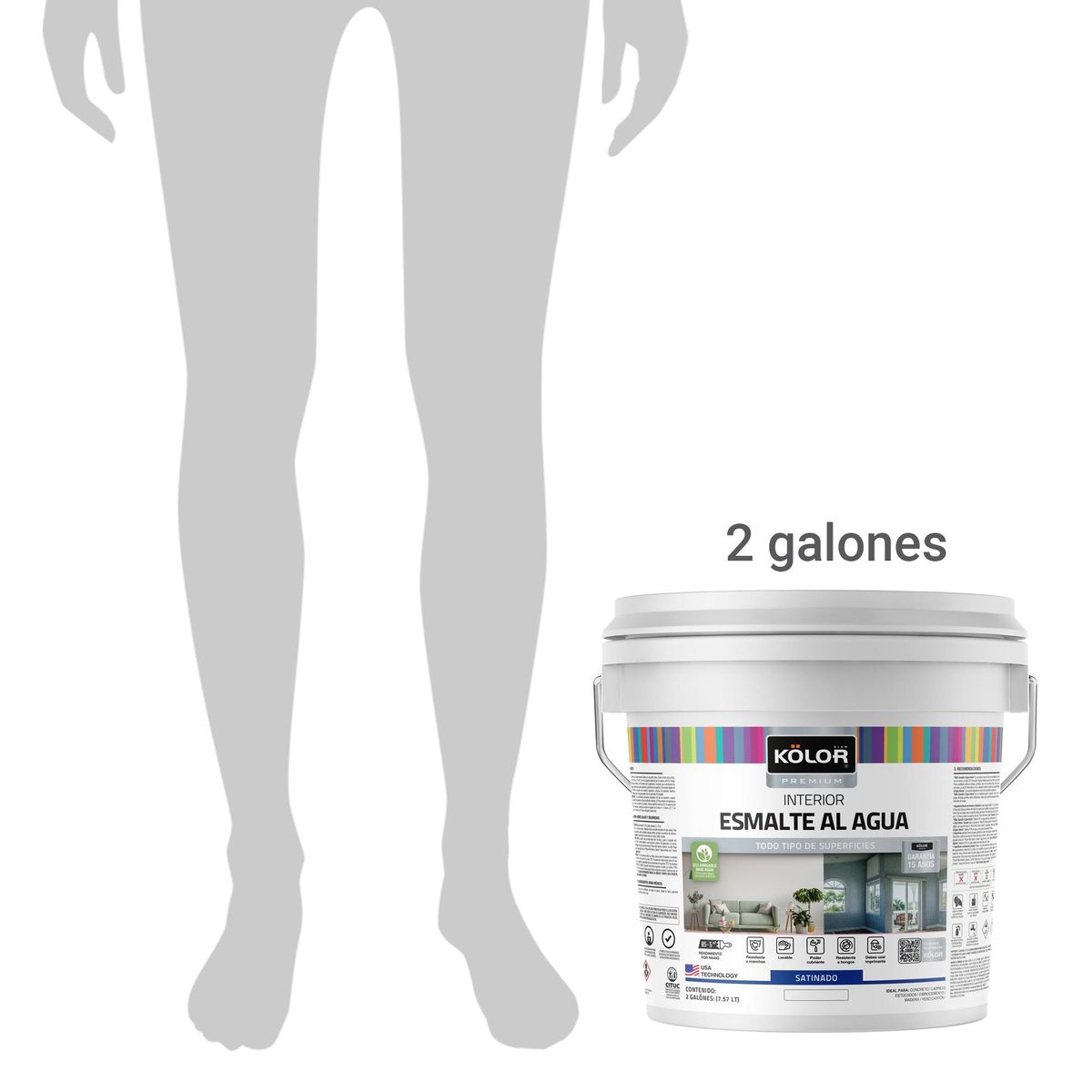 KOLOR - Esmalte al agua standard interior satinado base pastel 2 galones