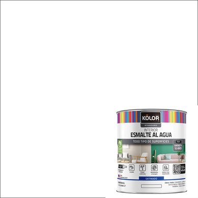 Esmalte al agua standard interior satinado blanco 1/4 galn