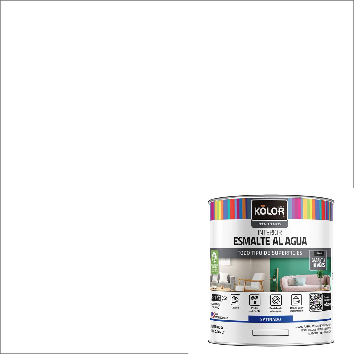 KOLOR - Esmalte al Agua Tarro 0.25 galón(es) Satinado Blanco