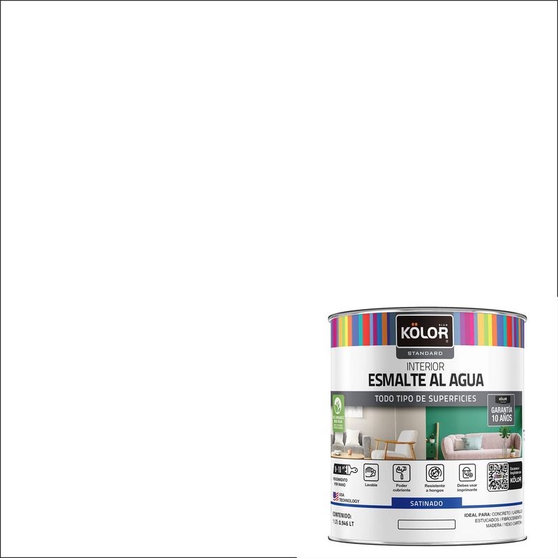KOLOR - Esmalte al Agua Satinado 0.25 galón(es) Blanco