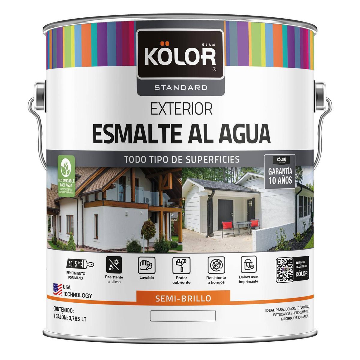 KOLOR - Esmalte al Agua Galón 1 galón(es) Semibrillante Blanco