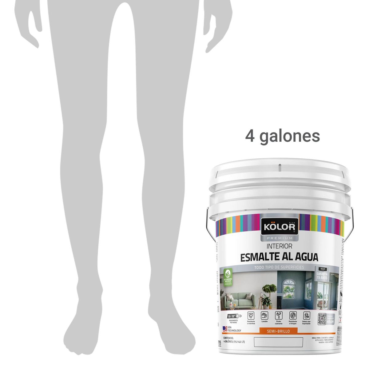 KOLOR - Esmalte al agua standard interior semibrillo base pastel 4 galones