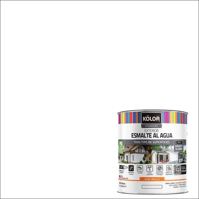 KOLOR - Esmalte al Agua Semibrillante 0.25 galón(es) Blanco
