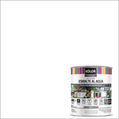 Esmalte al agua standard exterior mate blanco 1/4 galn