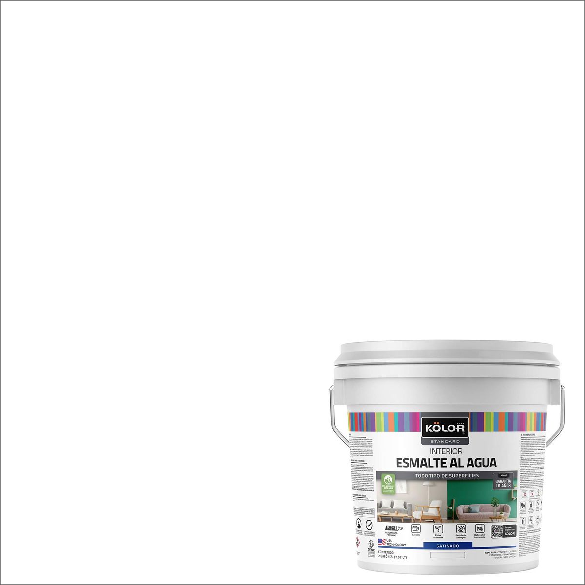 KOLOR - Esmalte al Agua Tarro 2 galón(es) Satinado Blanco