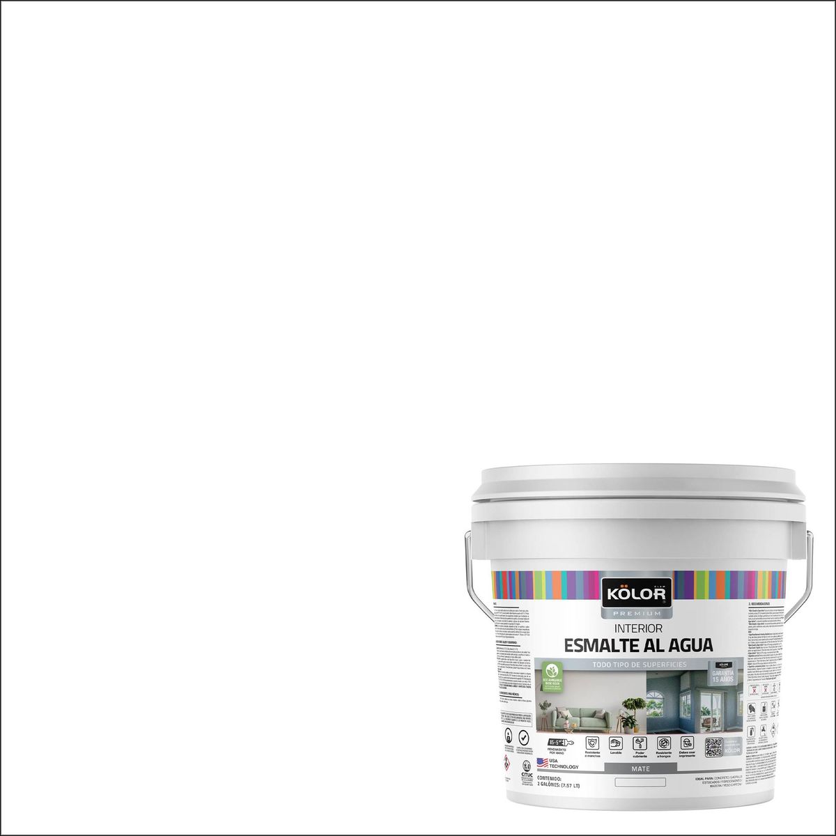 KOLOR - Esmalte al Agua Tarro 2 galón(es) Mate Blanco