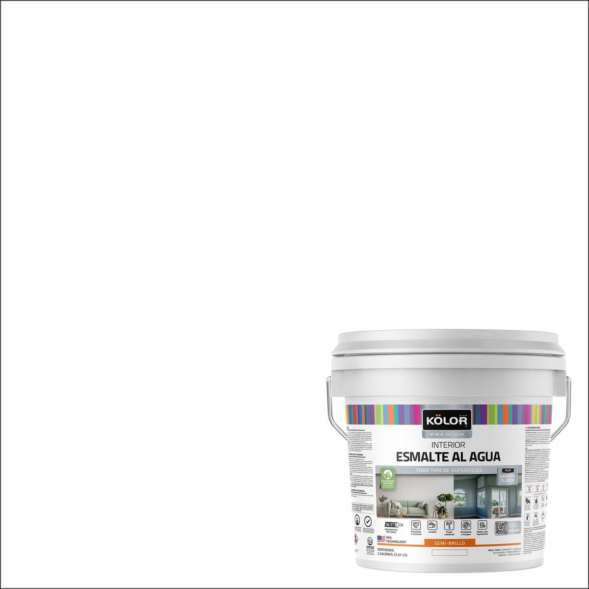 KOLOR - Esmalte al Agua Tarro 2 galón(es) Semibrillante Blanco