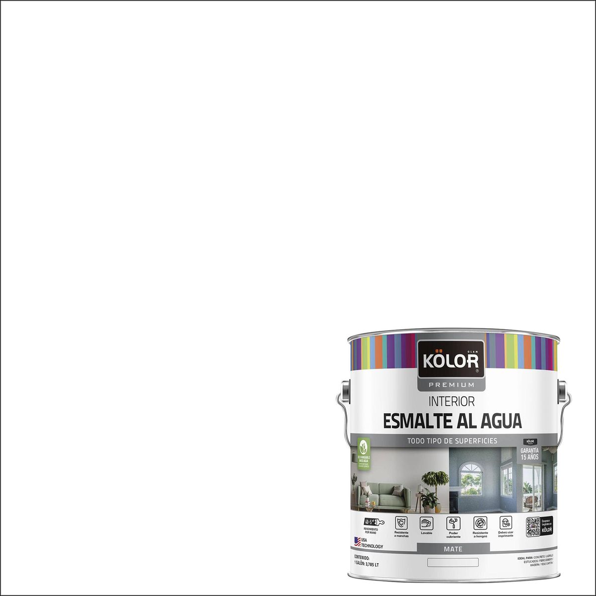 KOLOR - Esmalte al Agua Galón 1 galón(es) Mate Blanco