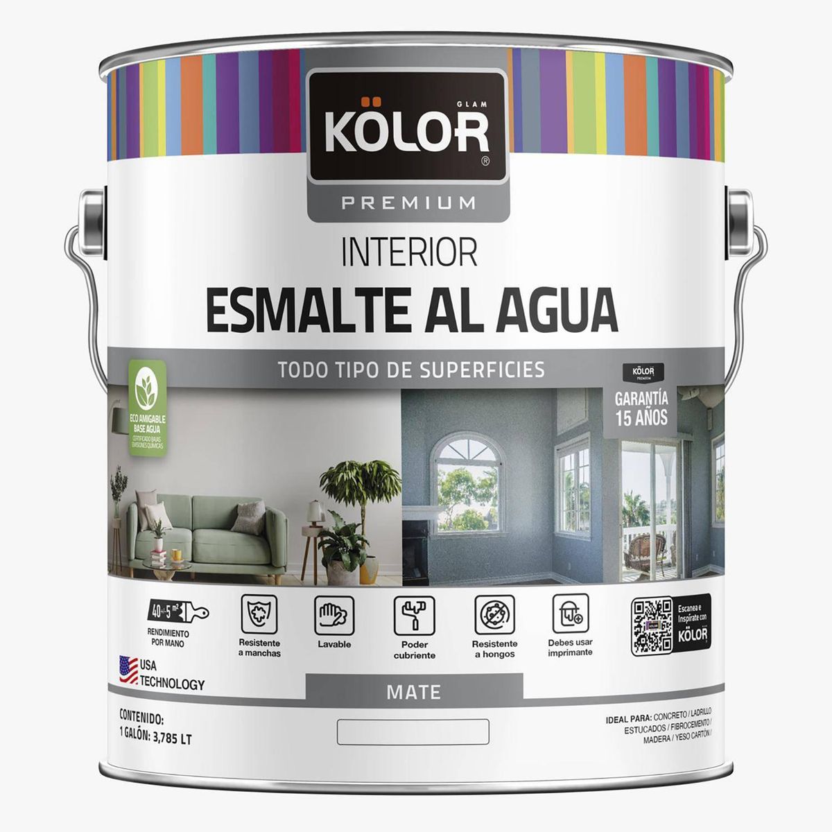 KOLOR - Esmalte al Agua Galón 1 galón(es) Mate Blanco