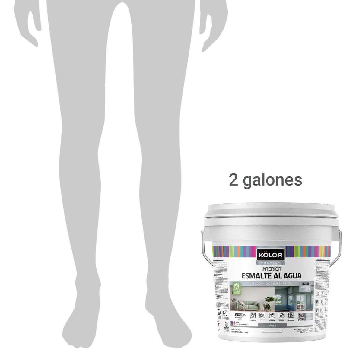 KOLOR - Esmalte al agua standard interior mate base pastel 2 galones