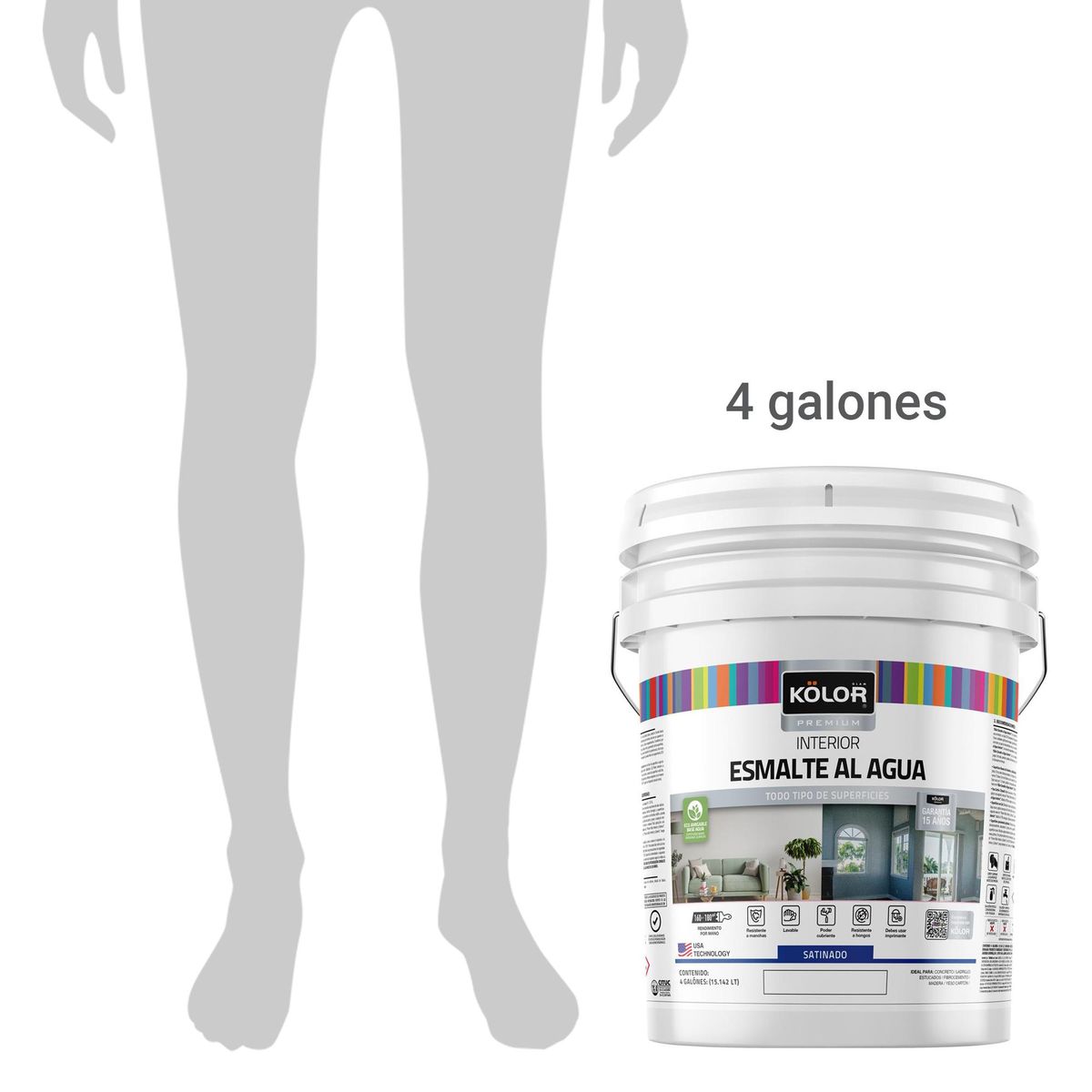 KOLOR - Esmalte al agua standard interior satinado base deep 4 galones