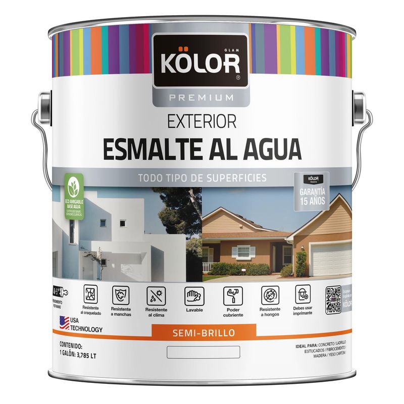 KOLOR - Esmalte al Agua Semibrillante 1 galón(es) Blanco