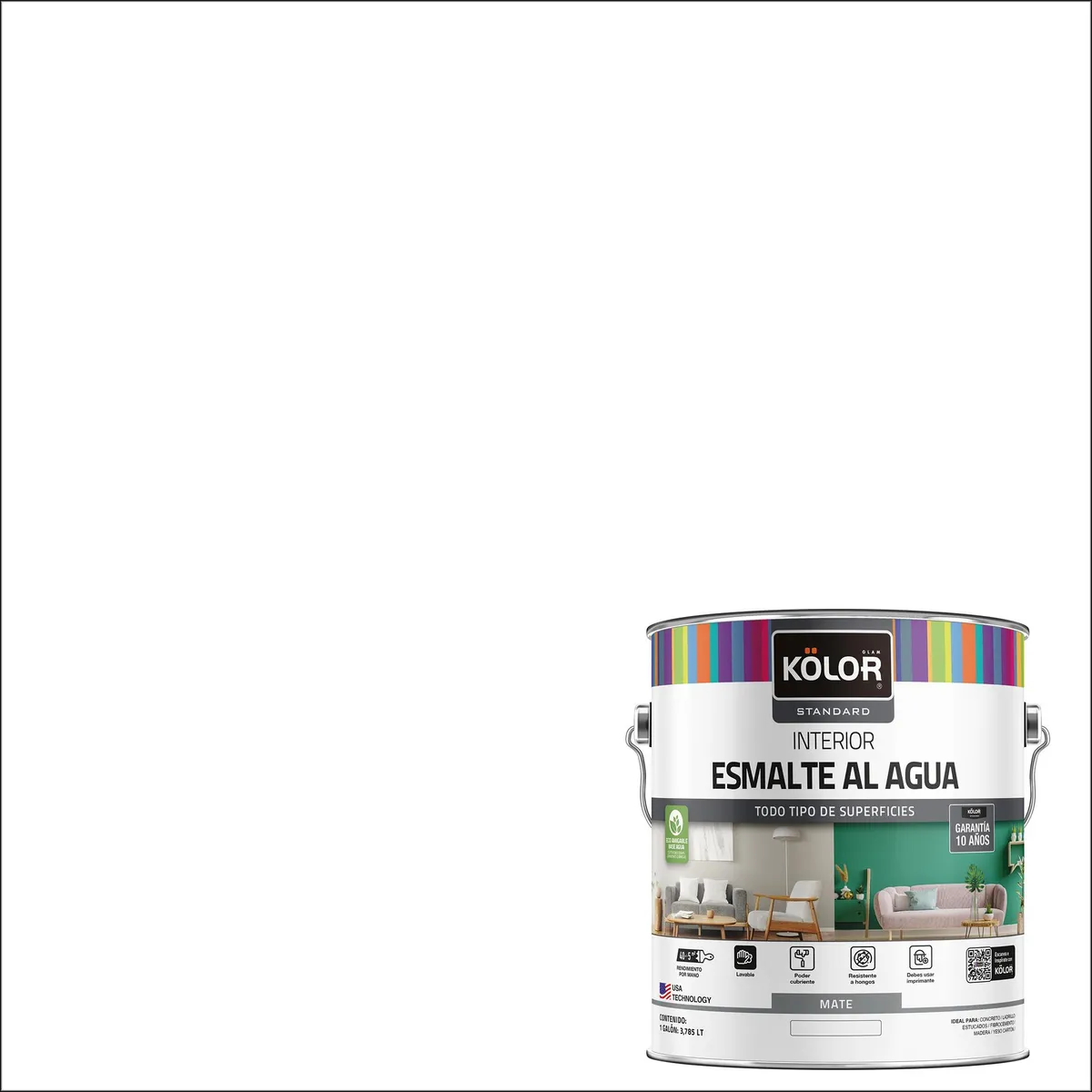 KOLOR - Esmalte al Agua Galón 1 galón(es) Mate Blanco