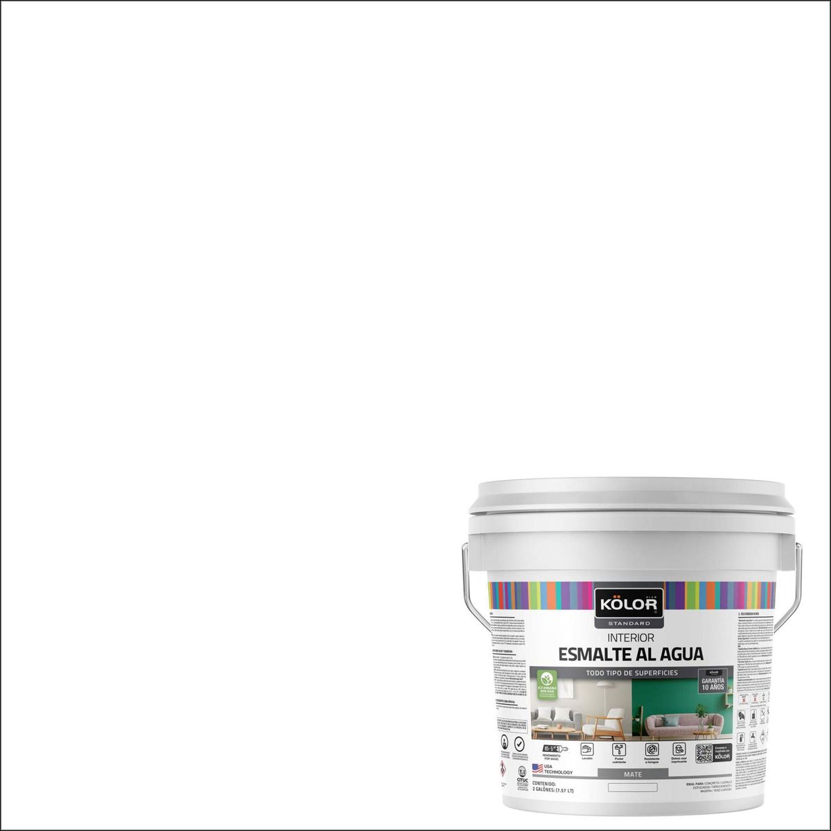 KOLOR - Esmalte al Agua Tarro 2 galón(es) Mate Blanco