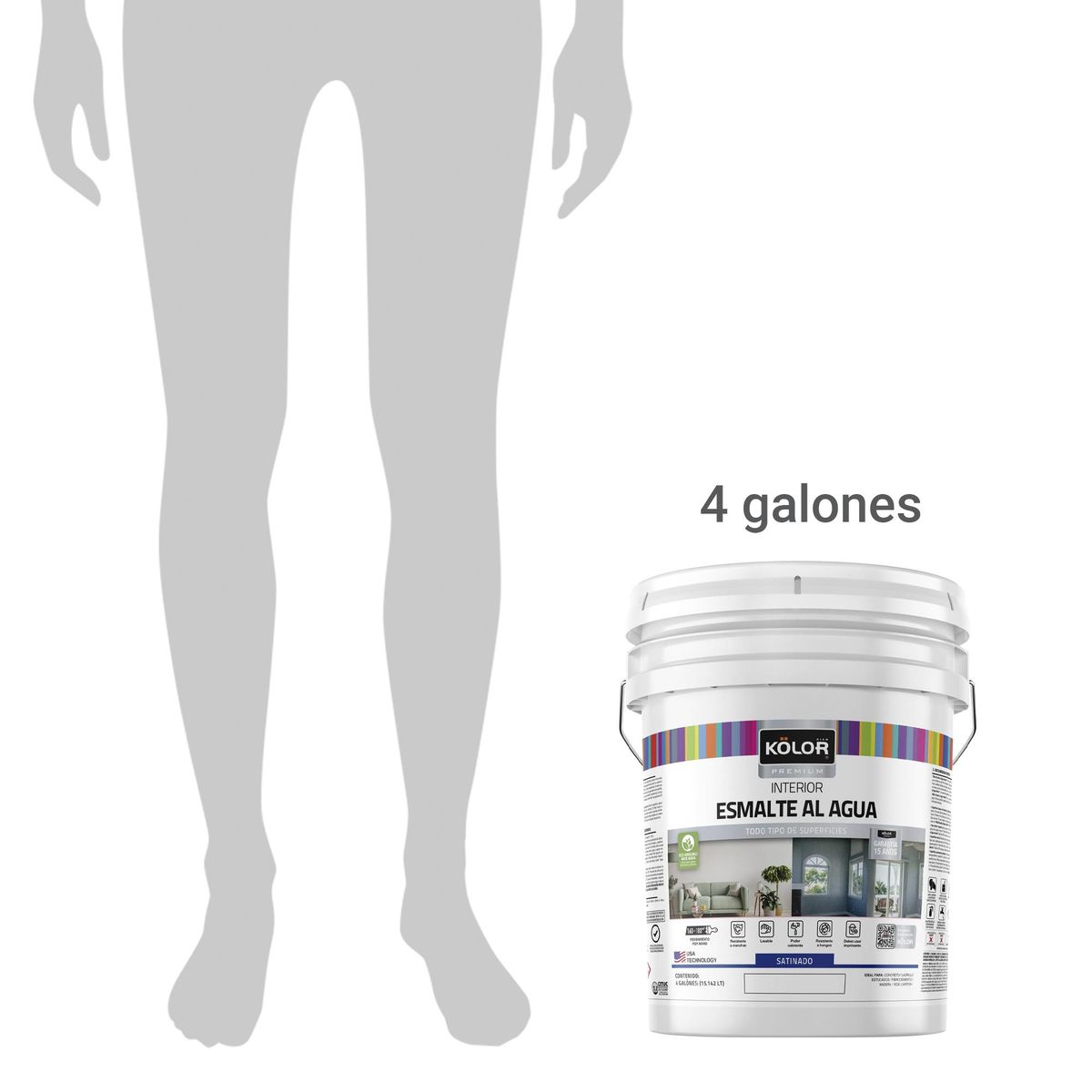 KOLOR - Esmalte Al Agua Premium Kolor Interior Satinado Base Deep 4 Galones