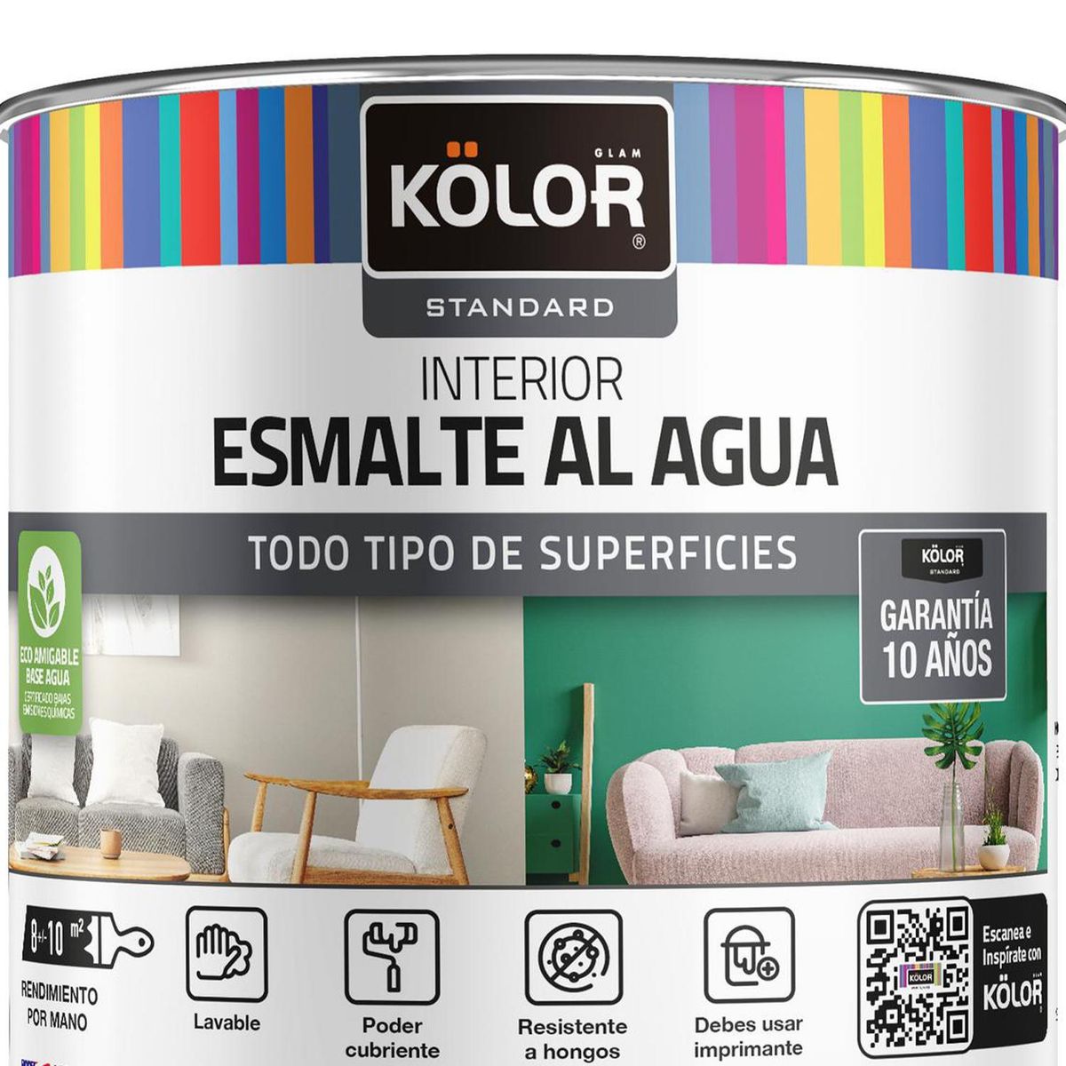 KOLOR - Esmalte al agua standard interior mate base pastel 1/4 galón