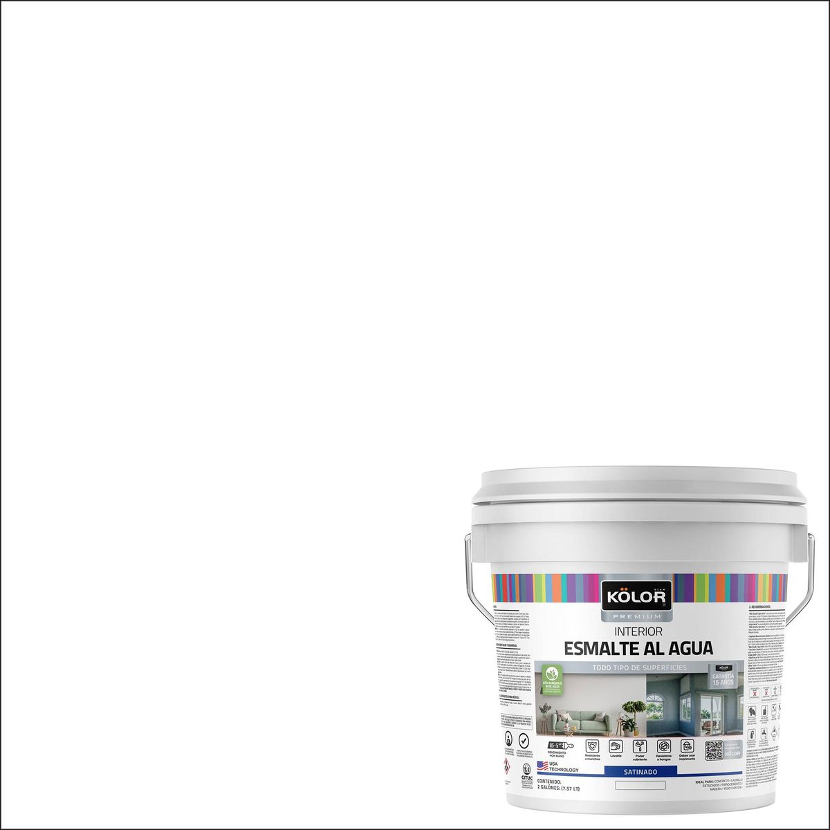 KOLOR - Esmalte al Agua 2 galón(es) Satinado Blanco