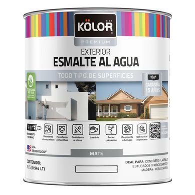 Esmalte al agua premium exterior mate blanco 1/4 galn