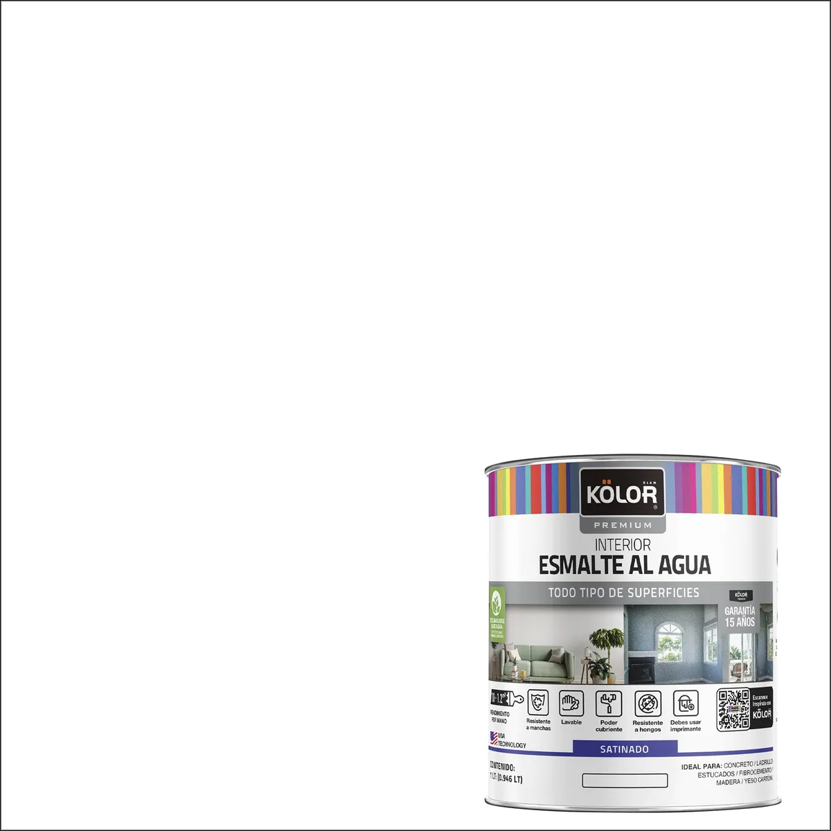 KOLOR - Esmalte al Agua Galón 1 galón(es) Satinado Blanco