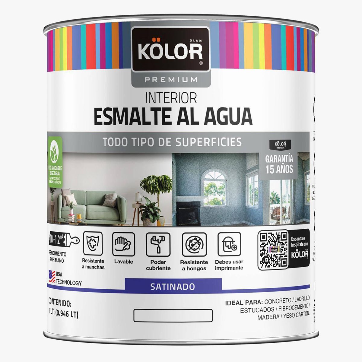 KOLOR - Esmalte al Agua Galón 1 galón(es) Satinado Blanco