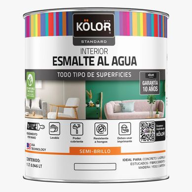 Esmalte al agua standard interior semibrillo base pastel 1/4 galn