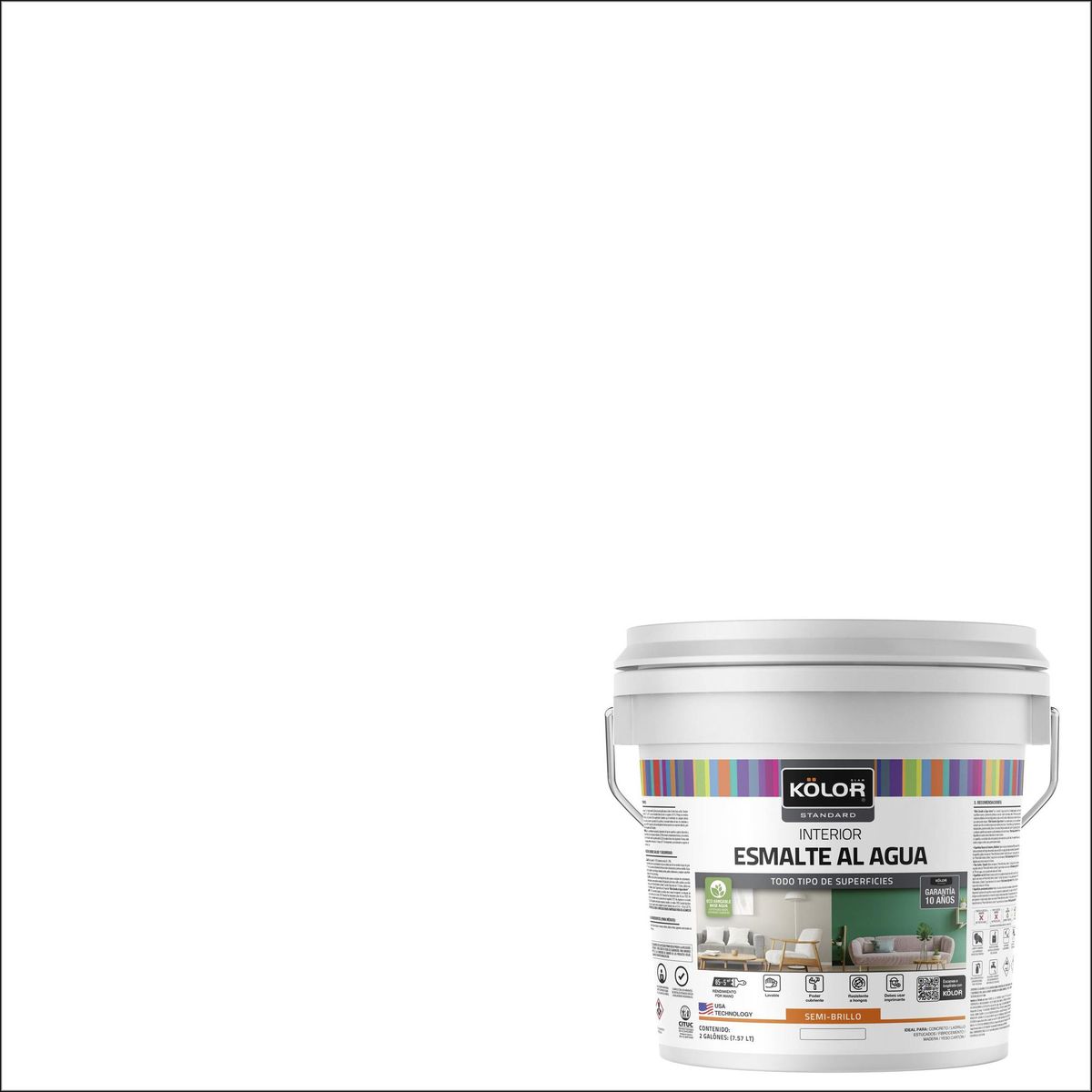 KOLOR - Esmalte al Agua Tarro 2 galón(es) Semibrillante Blanco
