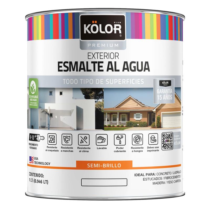 KOLOR - Esmalte al Agua Semibrillante 0.25 galón(es) Blanco