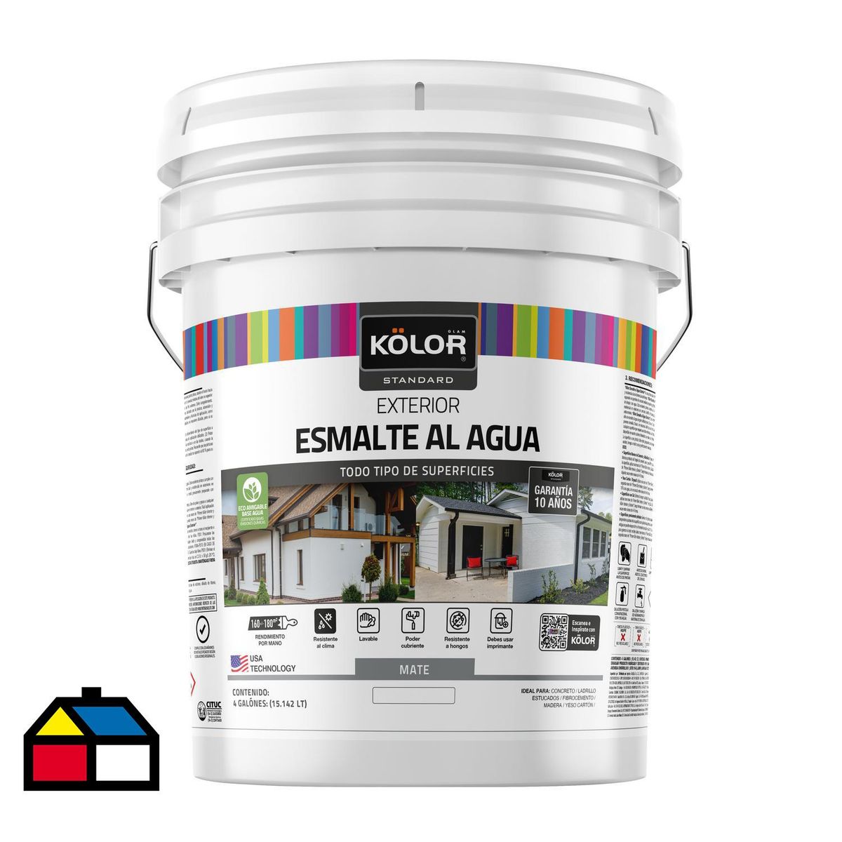 KOLOR - Esmalte Al Agua Kolor Exterior Mate Base Deep 4 Galones Antimoho