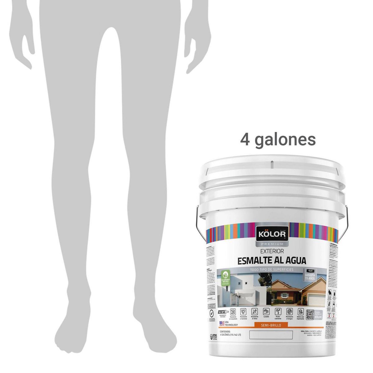 KOLOR - Esmalte al Agua Tineta 4 galón(es) Semibrillante Blanco