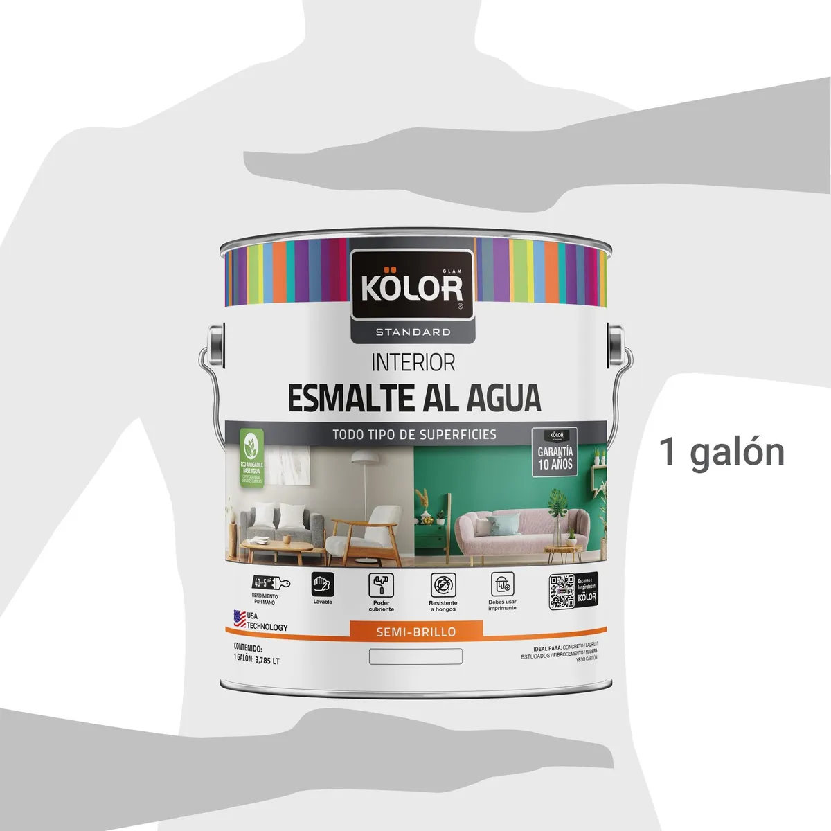 KOLOR - Esmalte al Agua 1 galón(es) Semibrillante Blanco