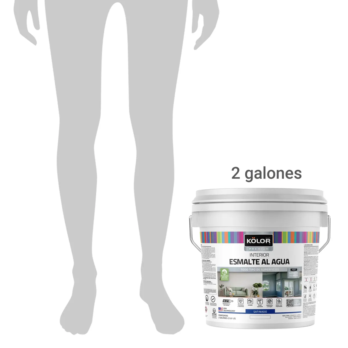 KOLOR - Esmalte al agua standard interior satinado base tint 2 galones