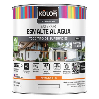 Esmalte al agua standard exterior semibrillo base pastel 1/4 galn