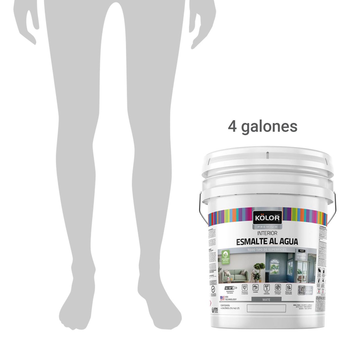 KOLOR - Esmalte Al Agua Kolor Premium Interior Mate Base Pastel 4 Galones