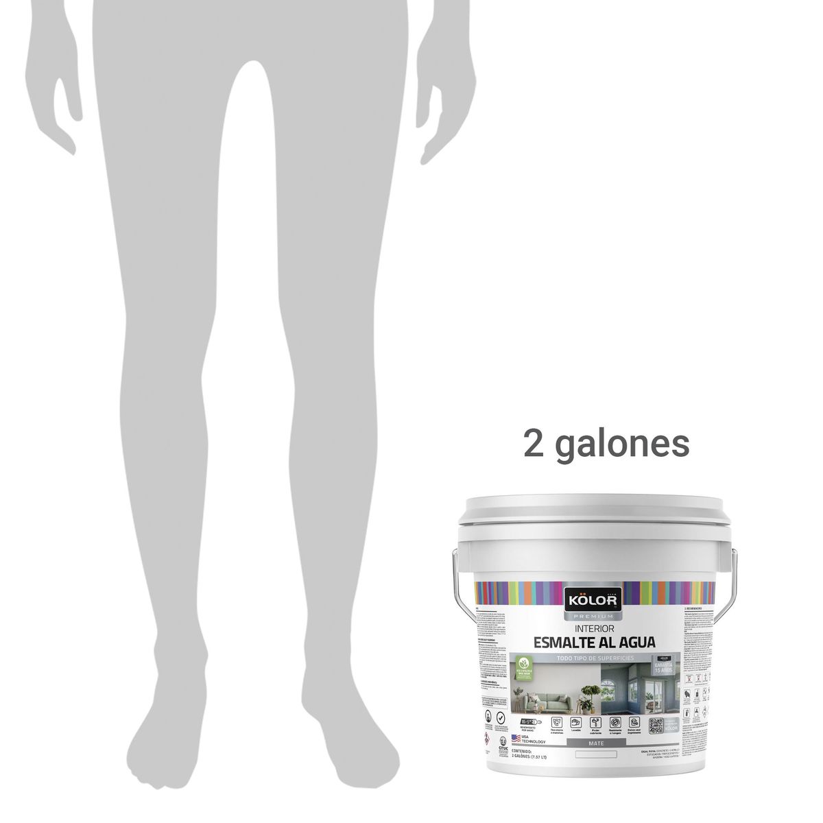 KOLOR - Esmalte Al Agua Kolor Premium Interior Mate Base Accent 2 Galones