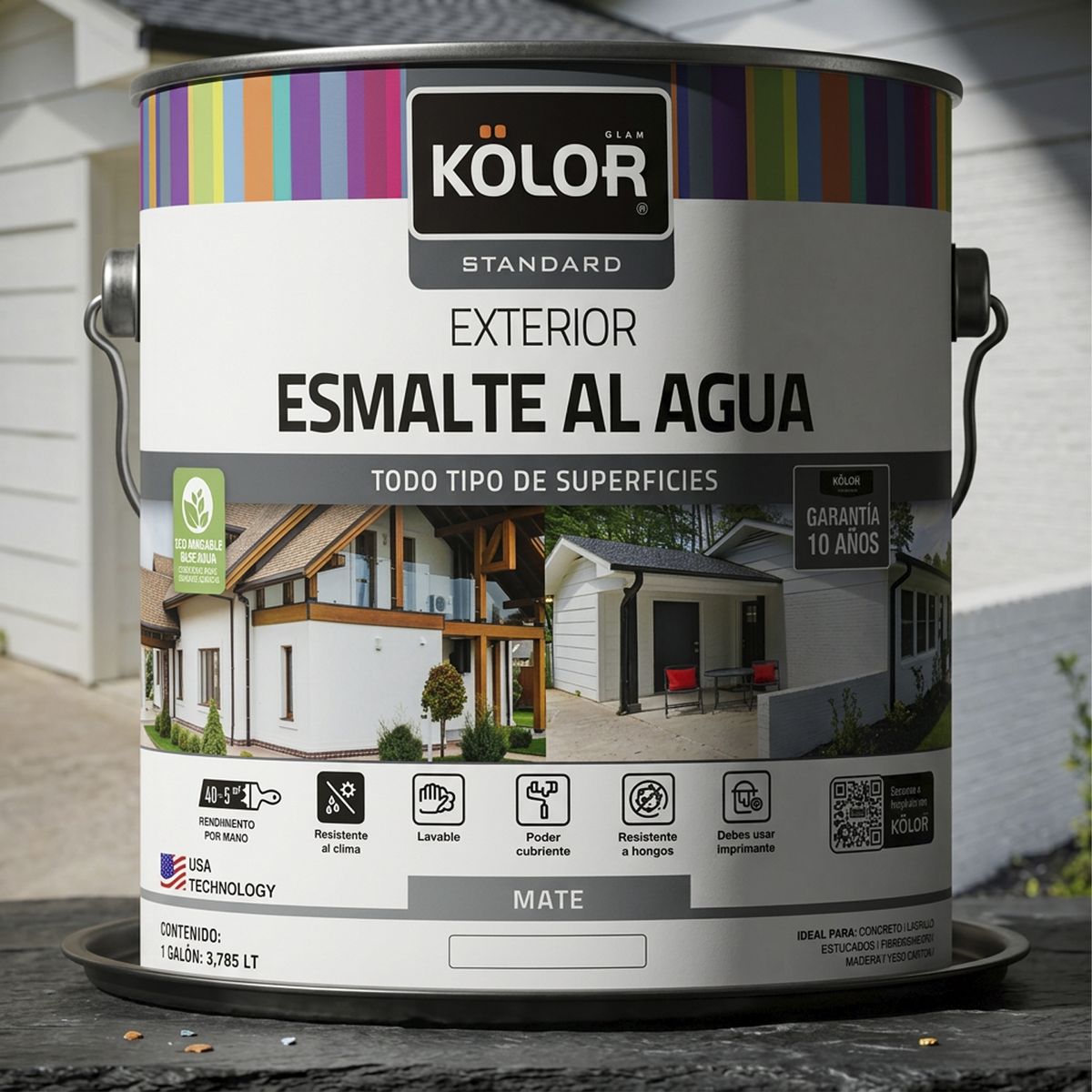Esmalte Al Agua Kolor Exterior Mate Base Deep 1 Galón Antimoho, marca KOLOR - Foto 2