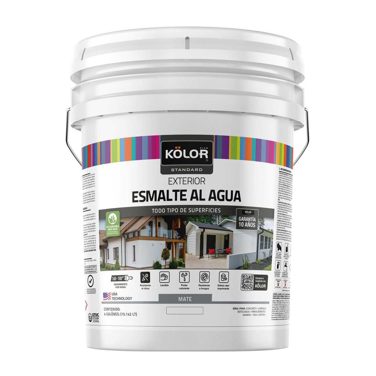KOLOR - Esmalte Al Agua Kolor Exterior Mate Base Tintable 4 Galones