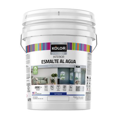 Esmalte al agua premium interior satin blanco 4 galones.