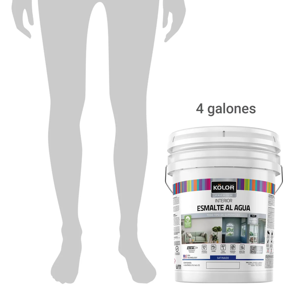 KOLOR - Esmalte al Agua Tineta 4 galón(es) Satinado Blanco