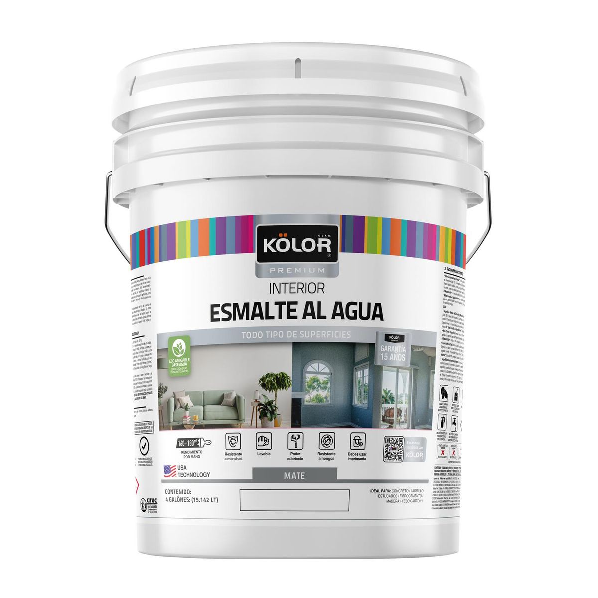 Esmalte Al Agua Kolor Premium Interior Mate Base Accent 4 Galones, marca KOLOR - Foto Principal