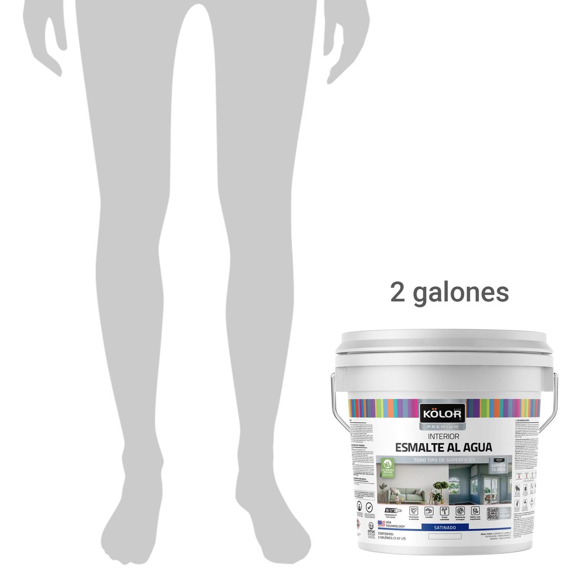 KOLOR - Esmalte Al Agua Kolor Premium Interior Satinado Base Deep 2 Galones