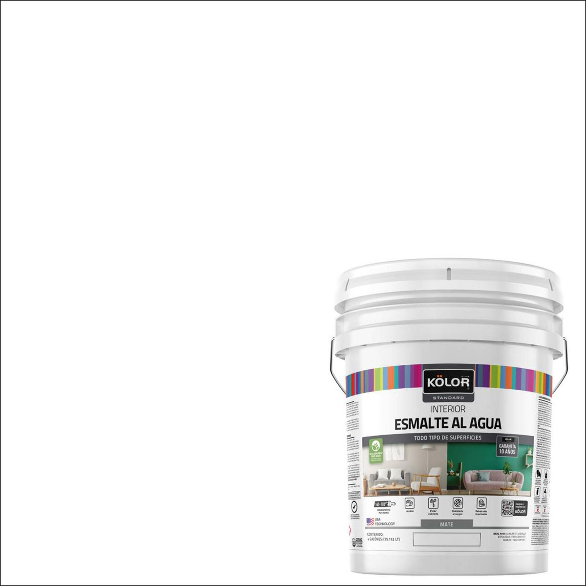 KOLOR - Esmalte al Agua Tineta 4 galón(es) Mate Blanco