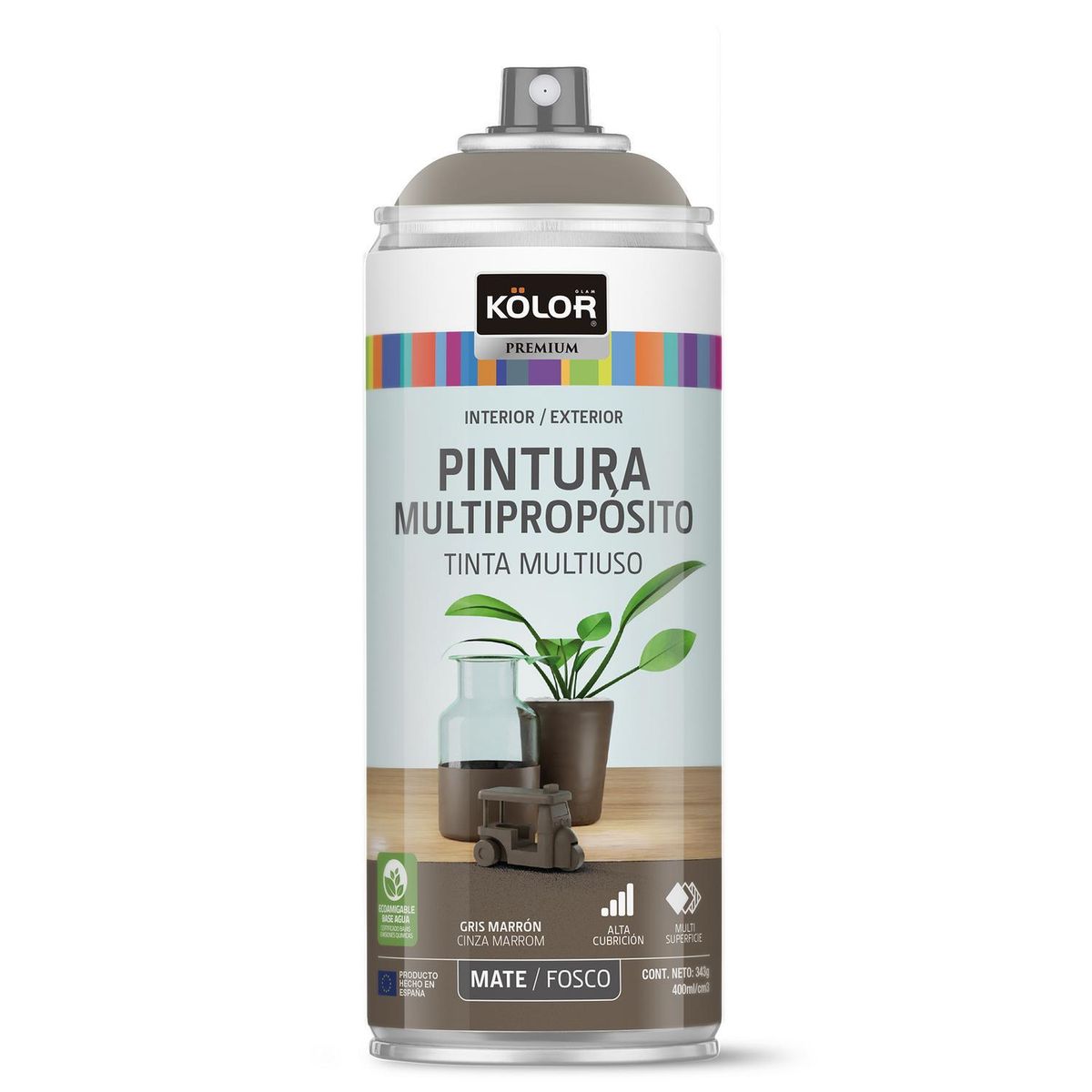 KOLOR - Pintura Esmalte Base Agua Spray 0.4 l Mate marron