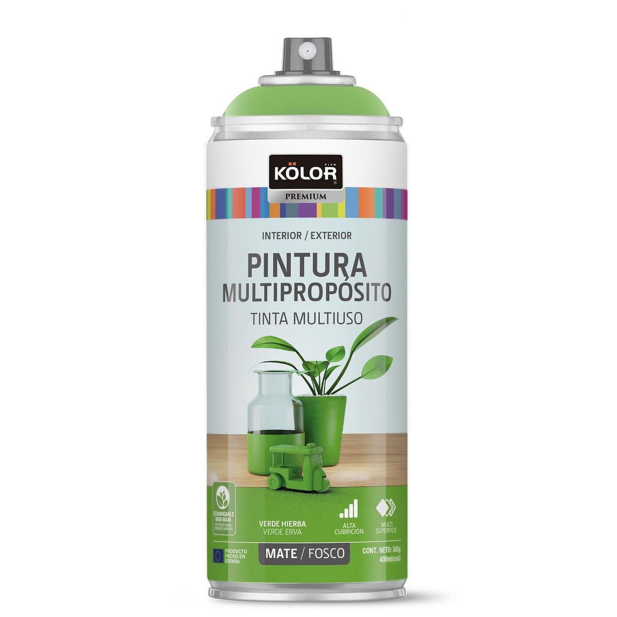 KOLOR - Pintura Esmalte Base Agua Spray 0.4 l Mate naranjo