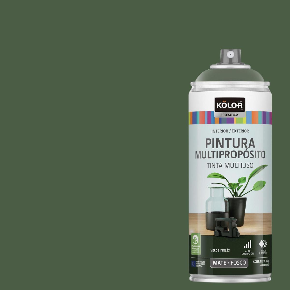 KOLOR - Pintura Esmalte Base Agua Spray 0.4 l Mate verde