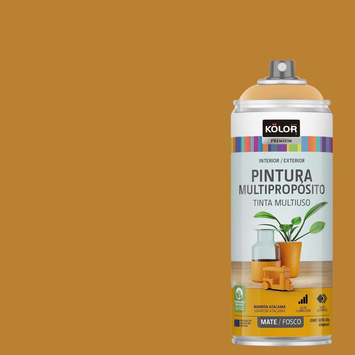 KOLOR - Pintura Esmalte Base Agua Spray 0.4 l Mate marron