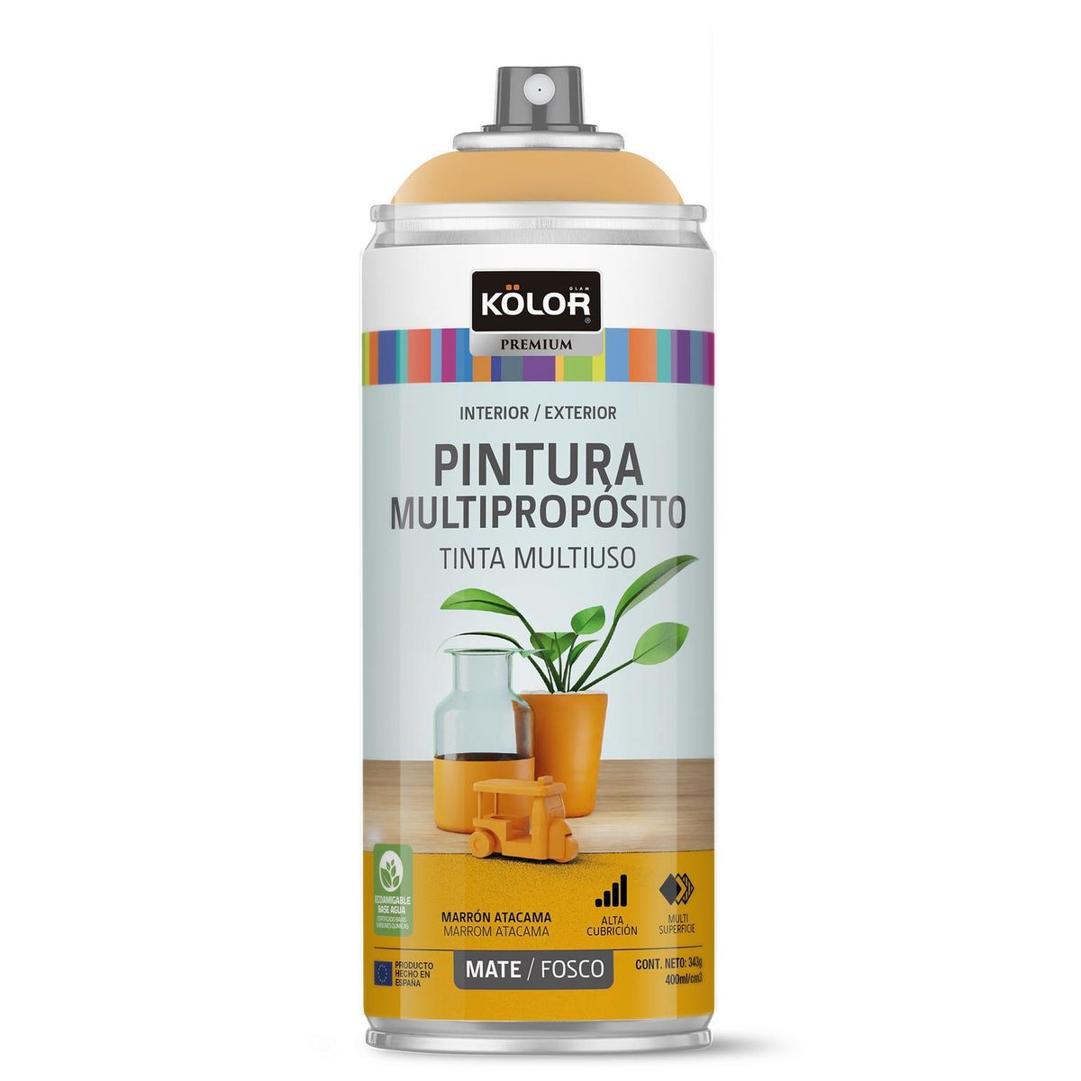 KOLOR - Pintura Esmalte Base Agua Spray 0.4 l Mate marron