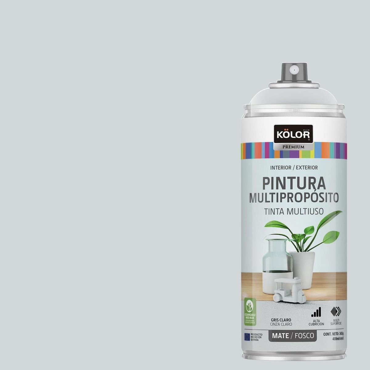 KOLOR - Pintura Esmalte Base Agua Spray 0.4 l Mate gris