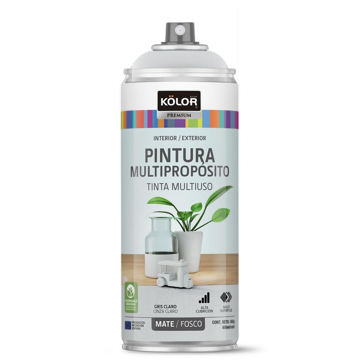 KOLOR - Pintura Esmalte Base Agua Spray 0.4 l Mate gris