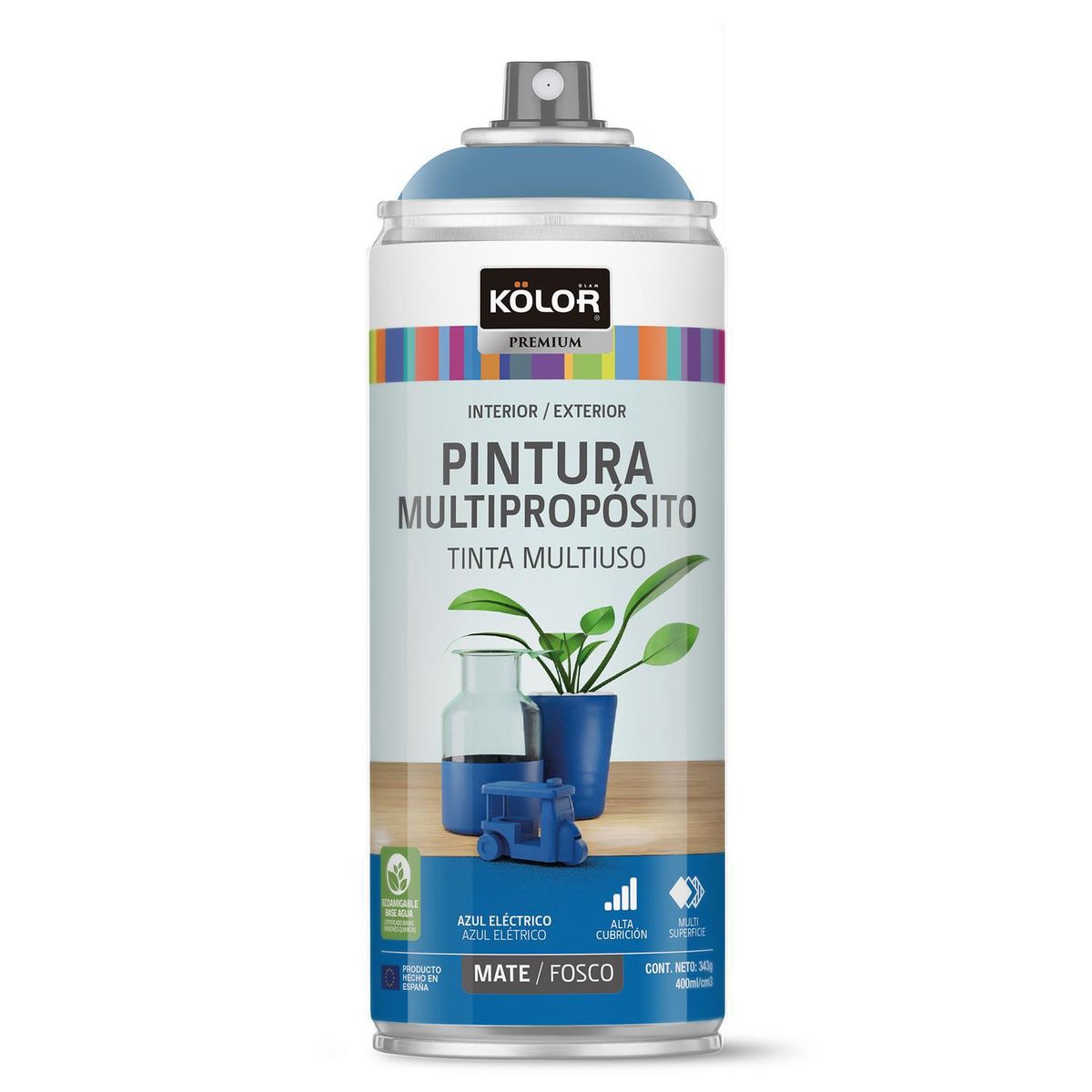 KOLOR - Pintura Esmalte Base Agua Spray 0.4 l Mate azul